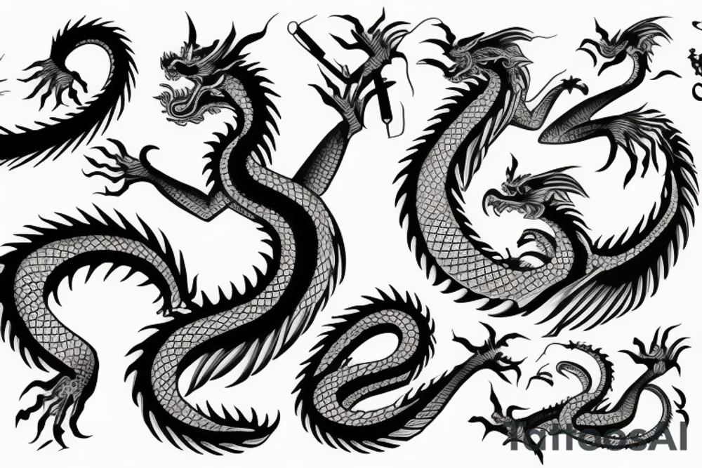 Oriental dragons tattoo idea