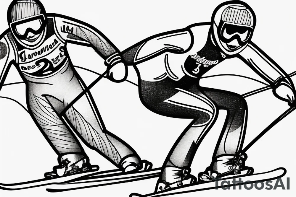 Downhill ski racer on course tattoo idea