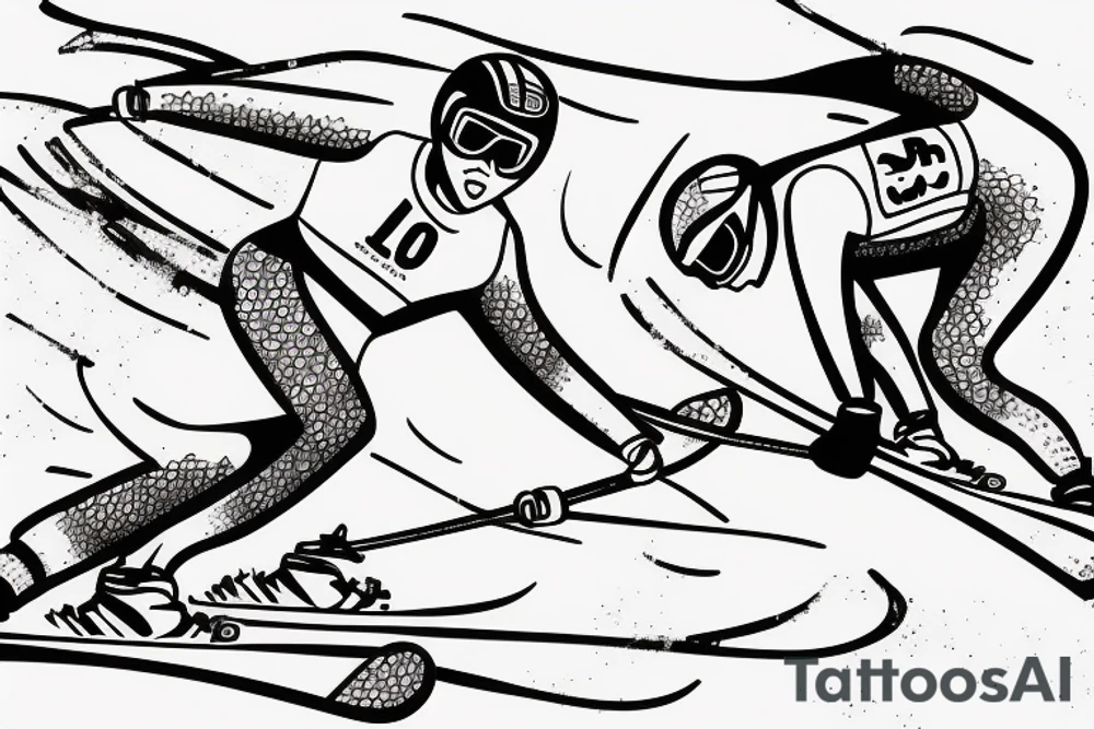 Downhill ski racer on course tattoo idea