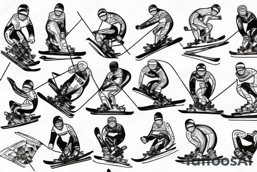 Downhill ski racer on mountain tattoo idea