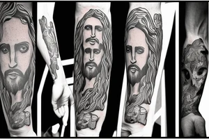 Jesus walking with people tattoo idea