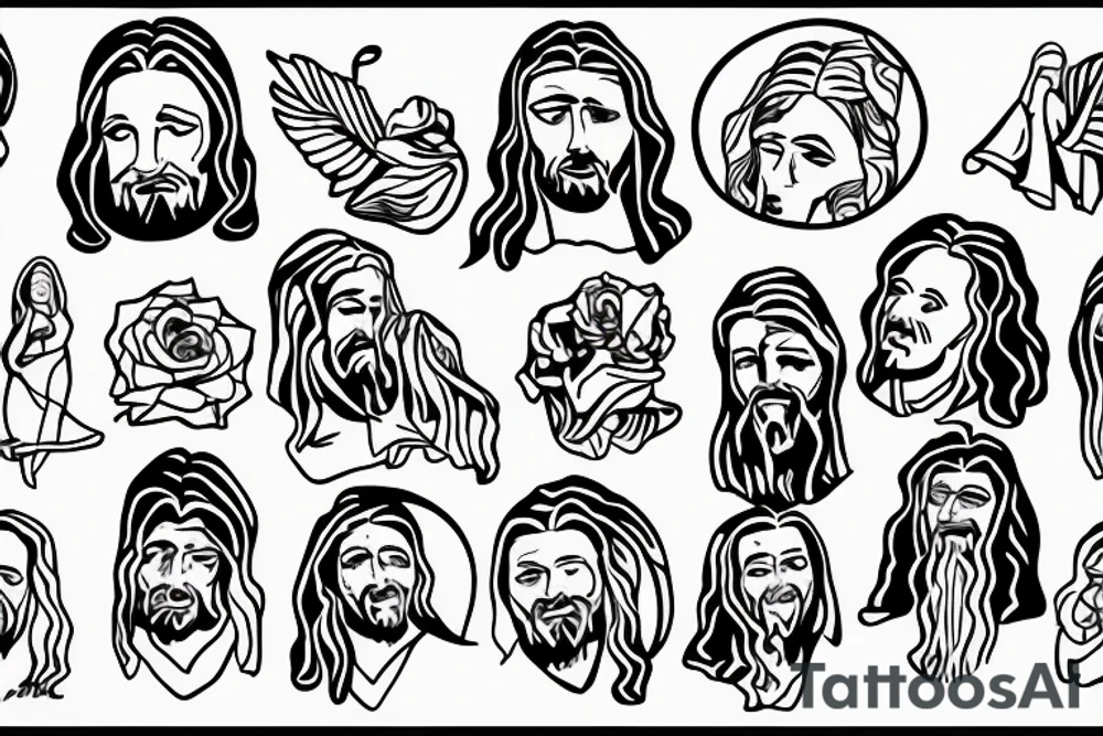 Jesus walking with people tattoo idea