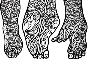 Tree of life wrapping around leg with roots at the foot tattoo idea
