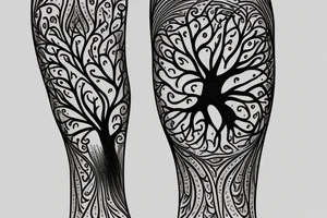 Tree of life wrapping around leg with roots at the foot tattoo idea