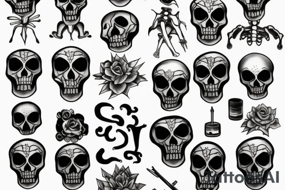 Skeleton blowing glass tattoo idea