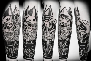 combination of zelda, star wars, banjo kazooie, anaesthesia, punk rock music tattoo idea