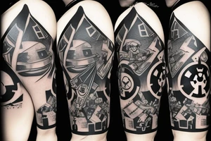 combination of zelda, star wars, banjo kazooie, anaesthesia, linkin park tattoo idea