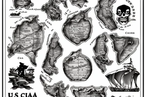 Old pirate map of the Caribbean islands of Puerto Rico and US Virgin Islands tattoo idea