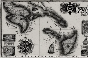 Old pirate map of the Caribbean islands of Puerto Rico and US Virgin Islands tattoo idea
