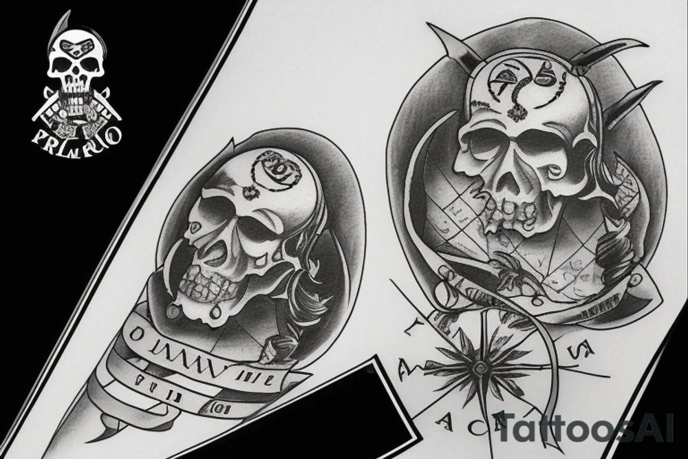Old pirate map of the of Puerto Rico and US Virgin Islands tattoo idea