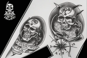 Old pirate map of the of Puerto Rico and US Virgin Islands tattoo idea