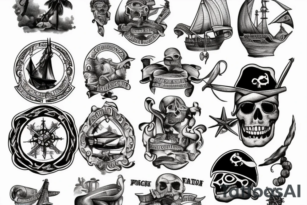 Old pirate map of the of Puerto Rico and US Virgin Islands tattoo idea