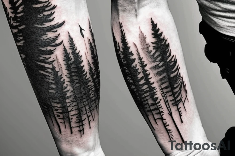 realistic dark forest forearm tattoo with crow flying above.
include a semicolon somewhere in the tattoo tattoo idea
