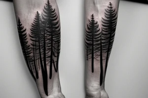 realistic dark forest forearm tattoo with crow flying above.
include a semicolon somewhere in the tattoo tattoo idea