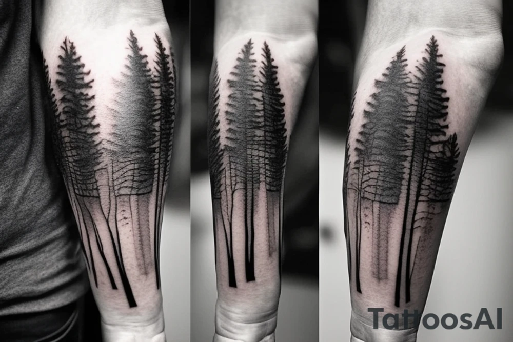 realistic dark forest forearm tattoo with crow flying above.
include a semicolon somewhere in the tattoo tattoo idea