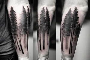 realistic dark forest forearm tattoo with crow flying above.
include a semicolon somewhere in the tattoo tattoo idea