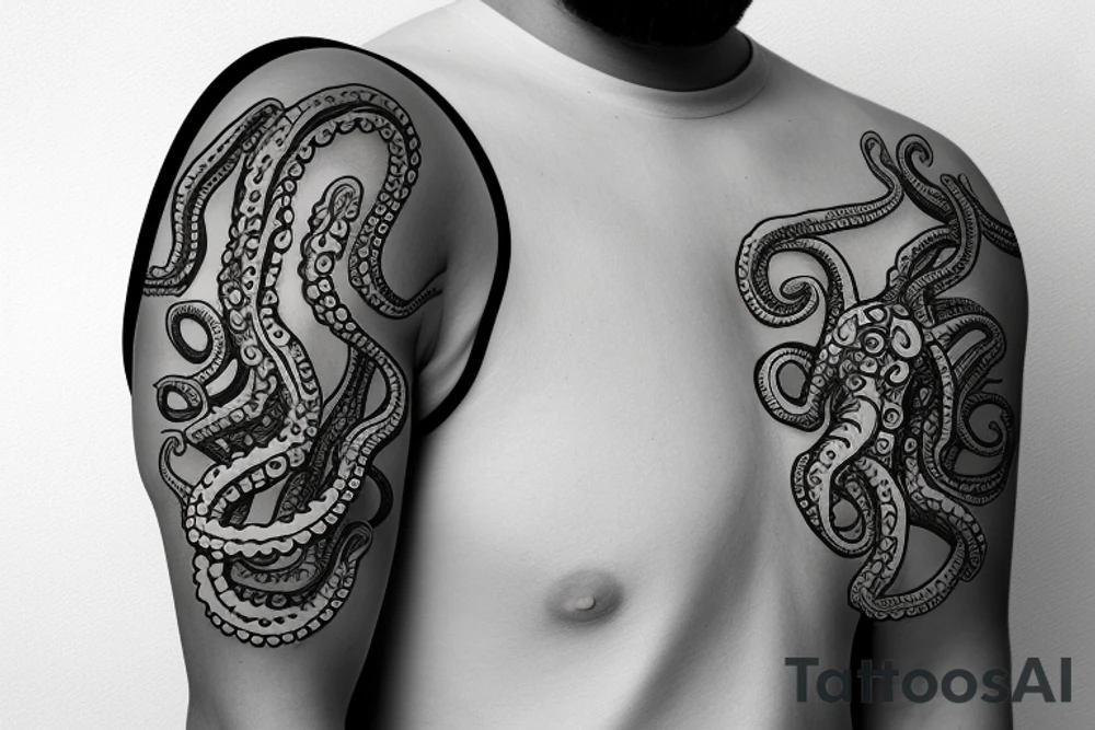 Octopus tentacles going out from an space helmet tattoo idea Octopus tentacles going out from an space helmet tattoo idea