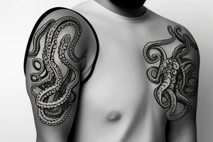 Octopus tentacles going out from an space helmet tattoo idea