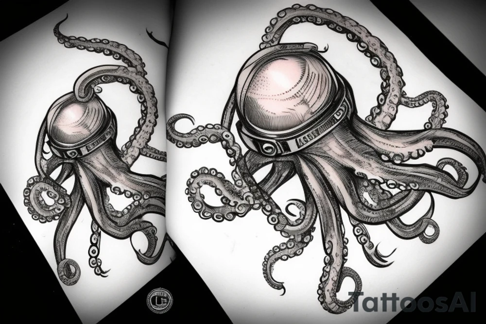 Octopus tentacles going out from an space helmet tattoo idea Octopus tentacles going out from an space helmet tattoo idea
