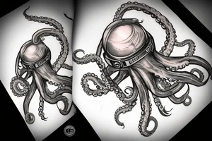 Octopus tentacles going out from an space helmet tattoo idea