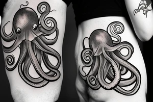 Octopus tentacles going out from an space helmet tattoo idea