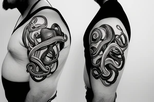 Octopus tentacles going out from an space helmet tattoo idea