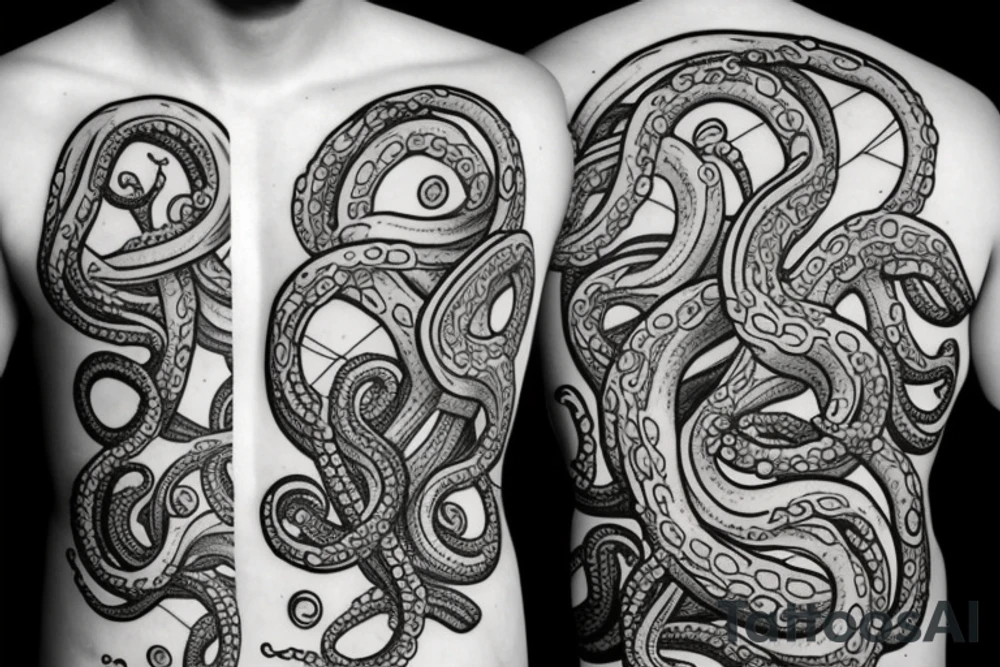 Octopus tentacles going out from an space helmet tattoo idea