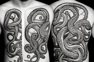 Octopus tentacles going out from an space helmet tattoo idea