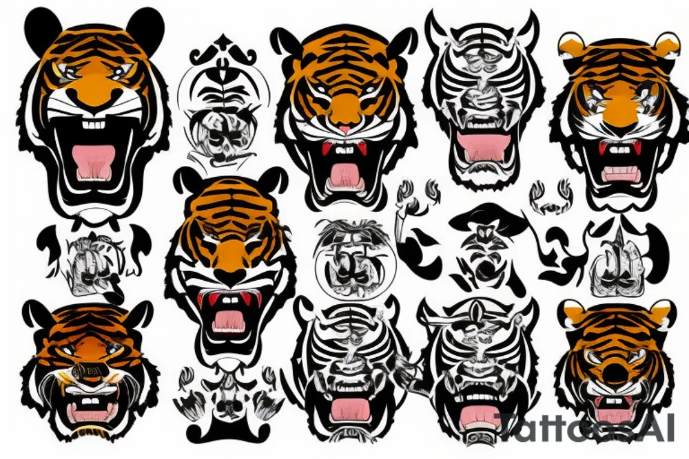 Barong face with tiger body tattoo idea