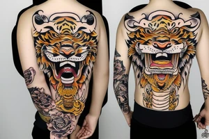 Barong face with tiger body tattoo idea