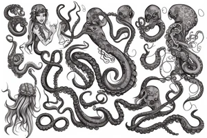 Realistic siren with octopus tattoo idea