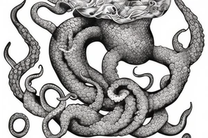 Realistic siren with octopus into the sea tattoo idea