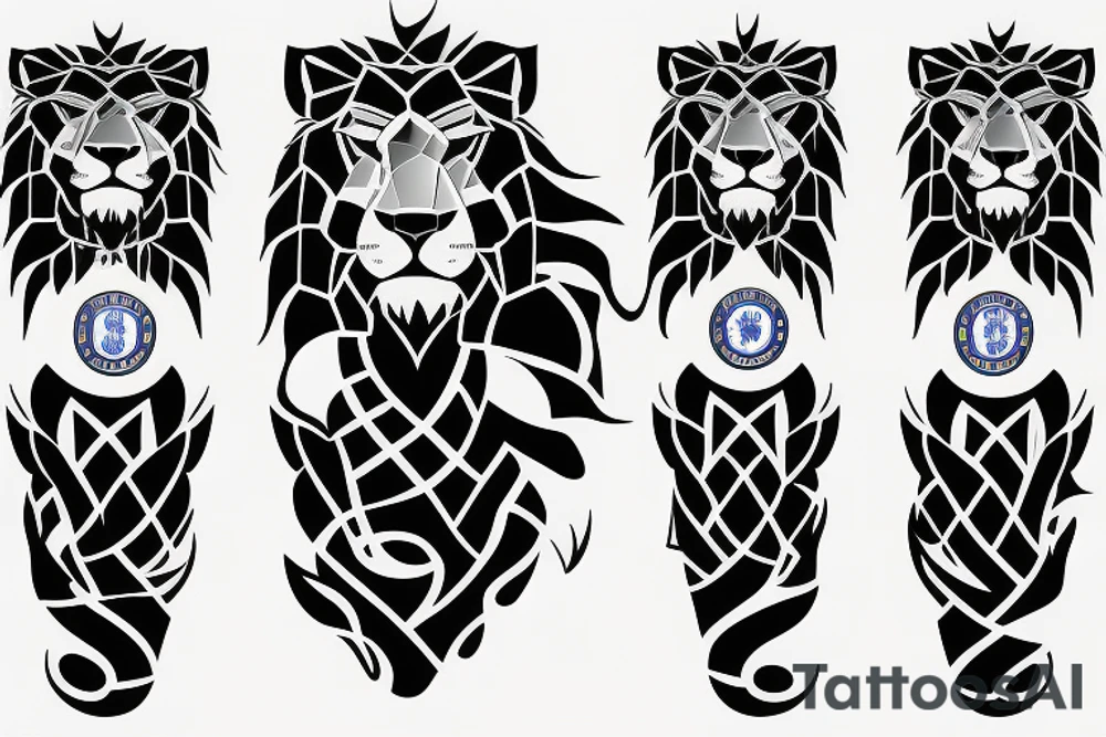 The lion from Chelsea football club logo for a leg sleeve tattoo tattoo idea