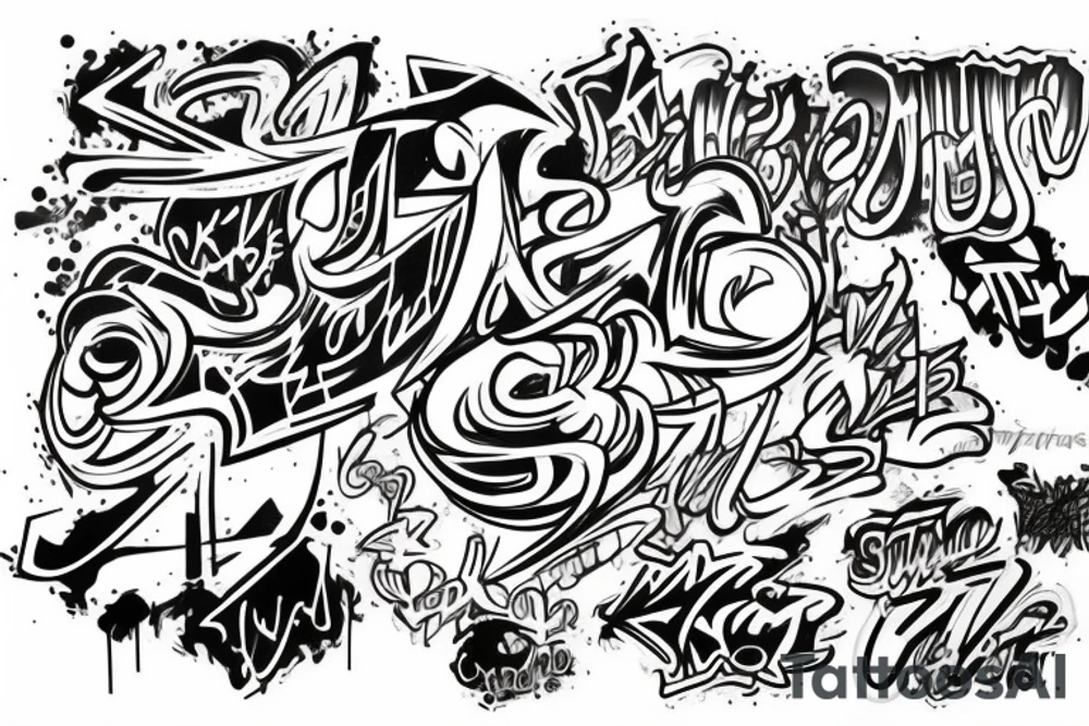 multicolor graffiti style KBRB tattoo idea