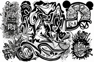 multicolor graffiti style KBRB tattoo idea