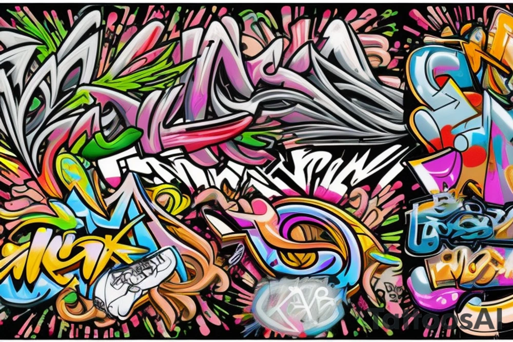 multicolor graffiti style "KBRB" tattoo idea