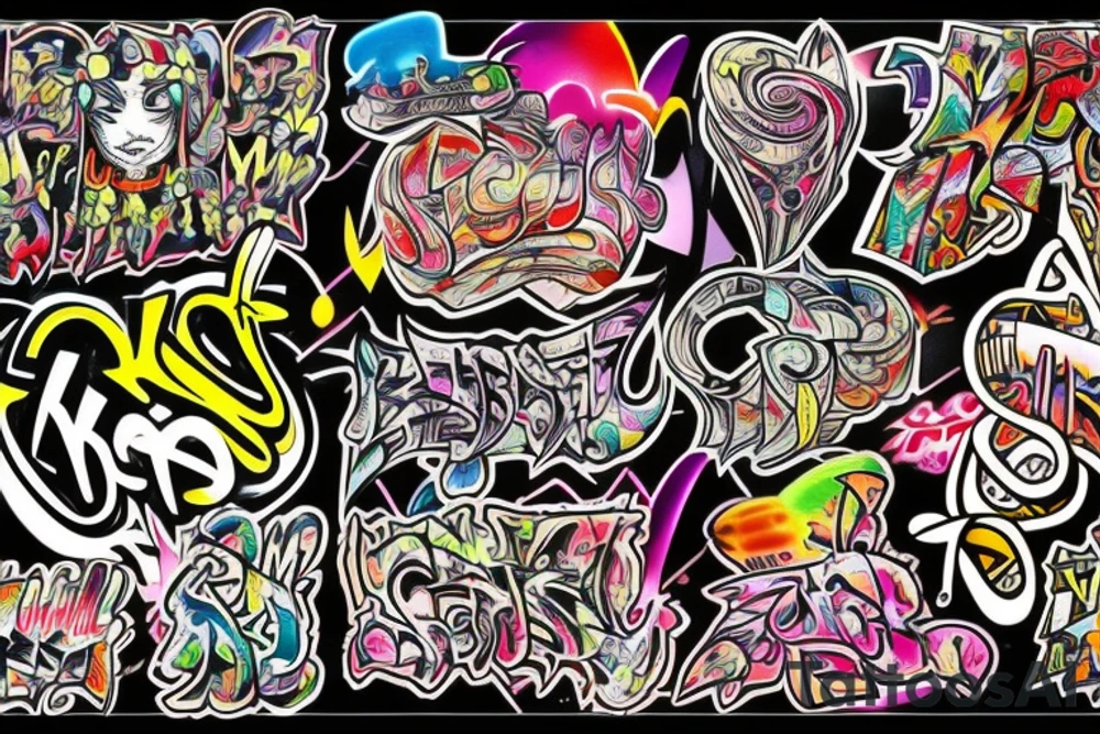 multicolor graffiti style "KBRB" tattoo idea