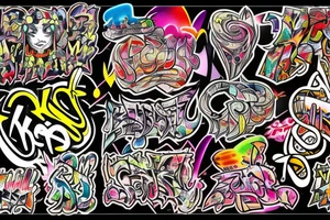 multicolor graffiti style "KBRB" tattoo idea