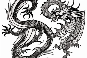 At the moment I have a tatoo with a dragon and chinese stuff and I want to extend this tatoo. please make proposal tattoo idea