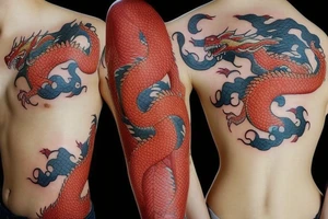 At the moment I have a tatoo with a dragon and chinese stuff and I want to extend this tatoo. please make proposal tattoo idea
