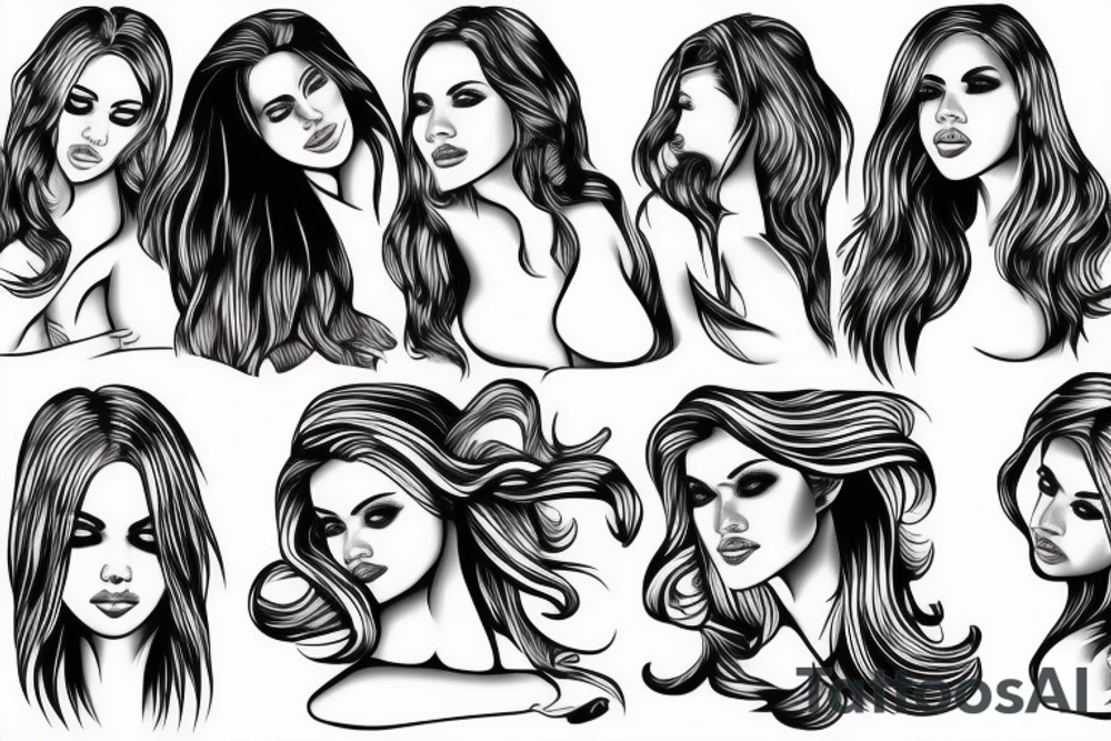 Hot female topless standing in water tattoo idea