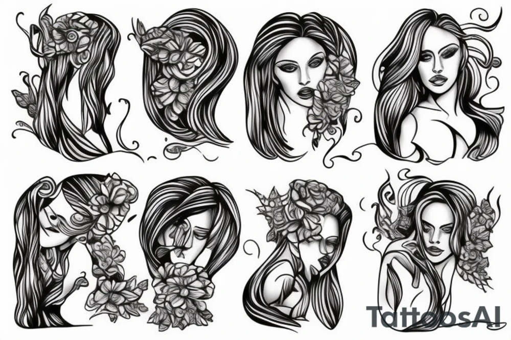 Hot female topless standing in water tattoo idea