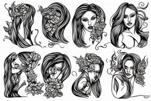 Hot female topless standing in water tattoo idea