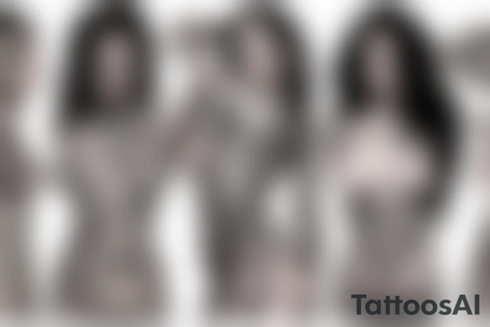 Hot female topless standing in water tattoo idea