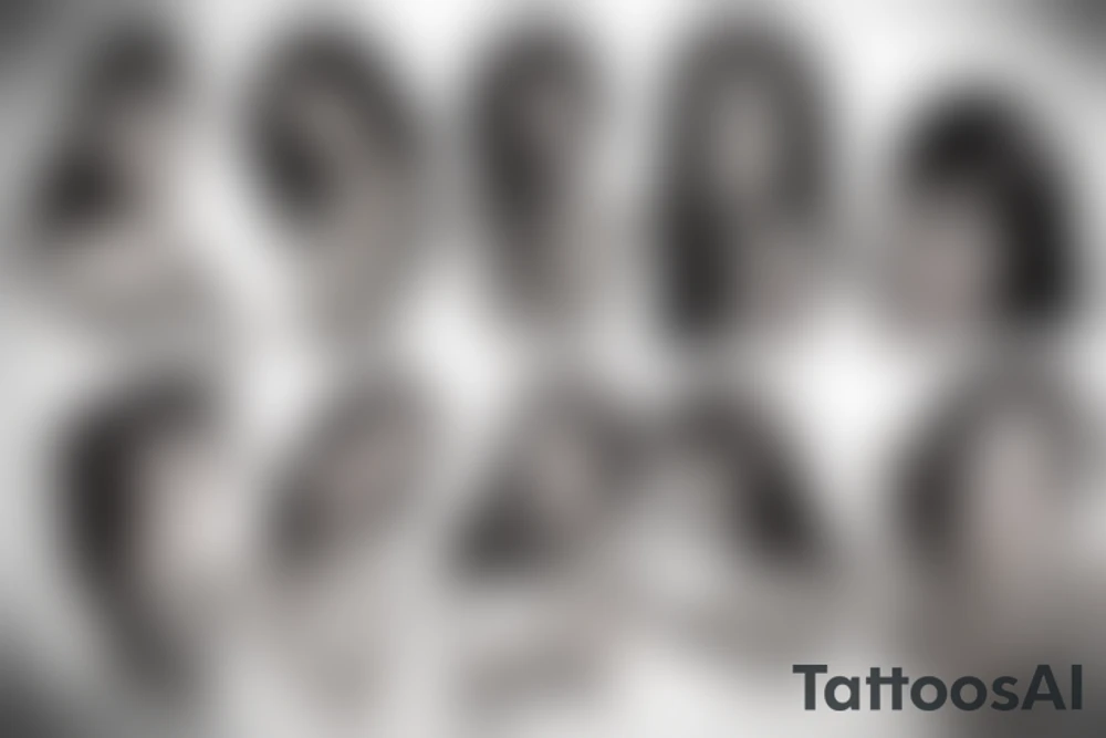 Black haired female biting her lip seductively tattoo idea