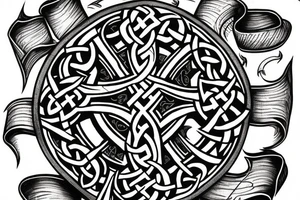 Celtic cross with mythical bible animals over tattoo idea