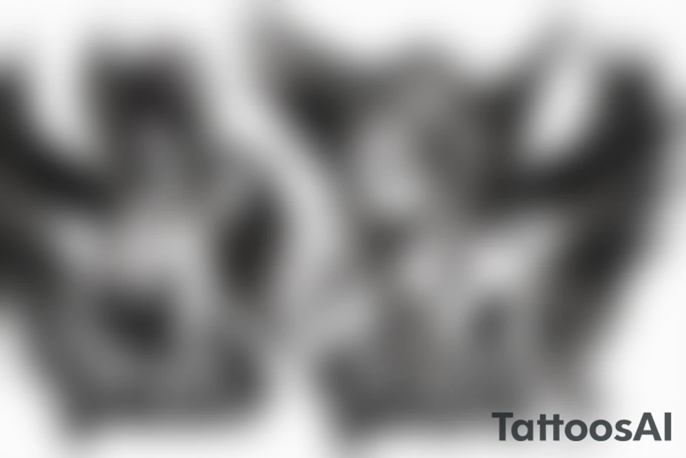 An evil angel with a demon, colored tattoo idea