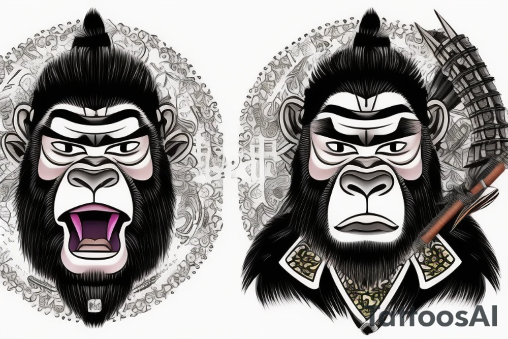 Samurai gorilla with spectacle tattoo idea