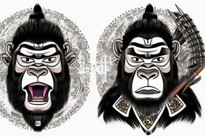 Samurai gorilla with spectacle tattoo idea