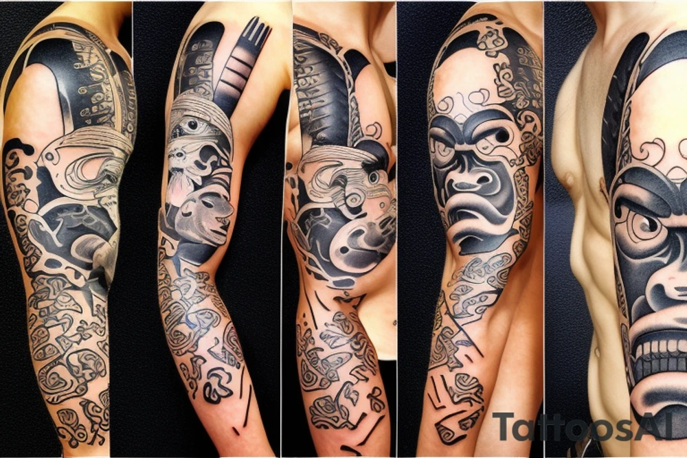 Samurai gorilla with spectacle tattoo idea